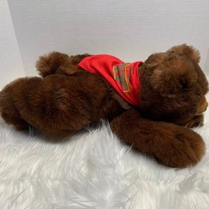 Purrfection Plush Brown Bear Orange Handkerchief Stuffed Animal Toy MJCY 17 in L